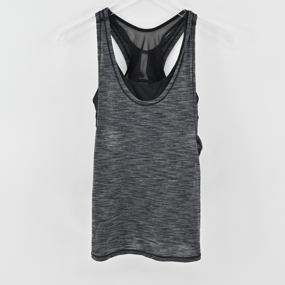 Lululemon Glide and Stride Tank Womens Size 6 Built-In Bra Racerback Black Grey